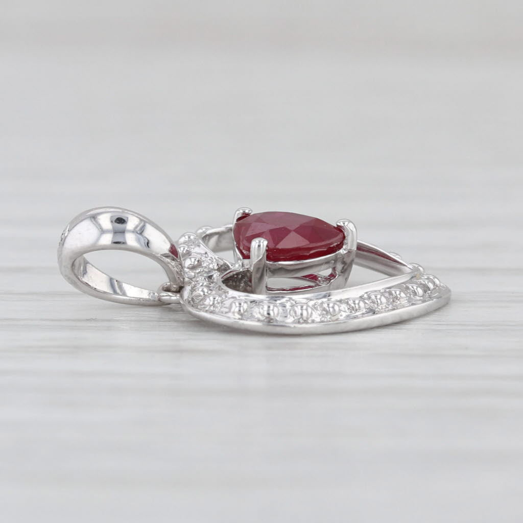 0.48ct Ruby Open Heart Pendant 14k White Gold Charm
