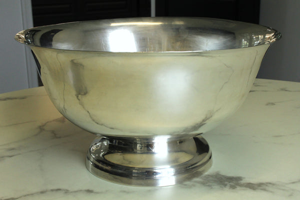 Light Slate Gray Vintage L. Maciel Sterling Silver Punch Bowl Revere Style Mexico 45.2 ozt 12"