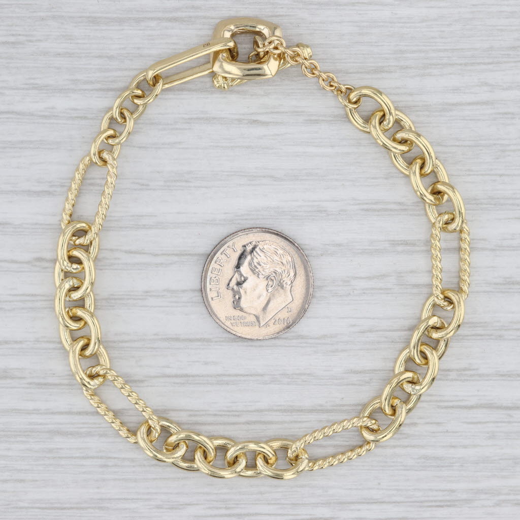 Light Gray Cable Chain Bracelet 18k Yellow Gold 7.25" 7.1mm Toggle Clasp