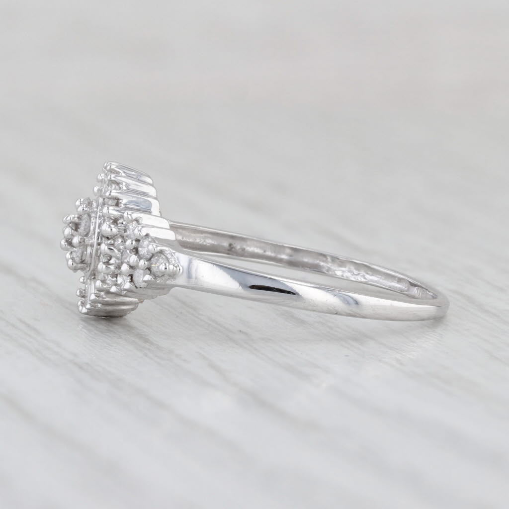 0.48ctw Diamond Cluster Halo Engagement Ring 10k White Gold Size 8