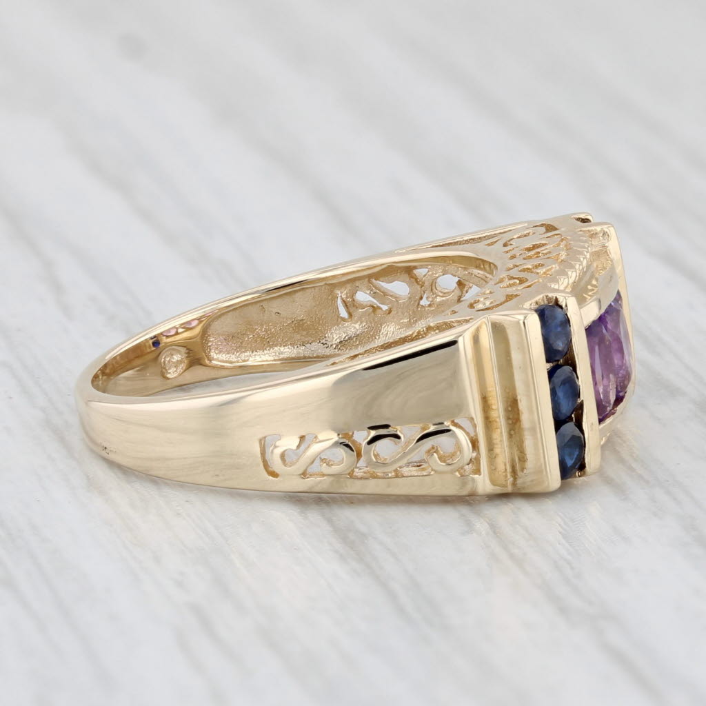 Light Gray 0.86ctw Amethyst Sapphire Ring 10k Yellow Gold Size 5 Vintage