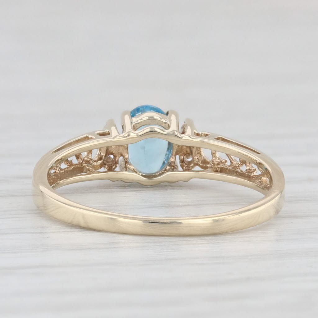 Light Gray 0.44ctw Oval Blue Topaz Diamond Ring 10k Yellow Gold Size 6