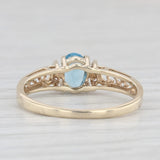 0.44ctw Oval Blue Topaz Diamond Ring 10k Yellow Gold Size 6