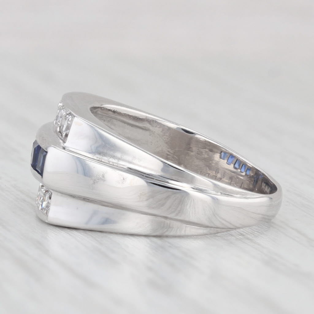 Light Gray 0.80ctw Lab Created Sapphire Diamond Ring Wedding Band 14k White Gold Size 6.75