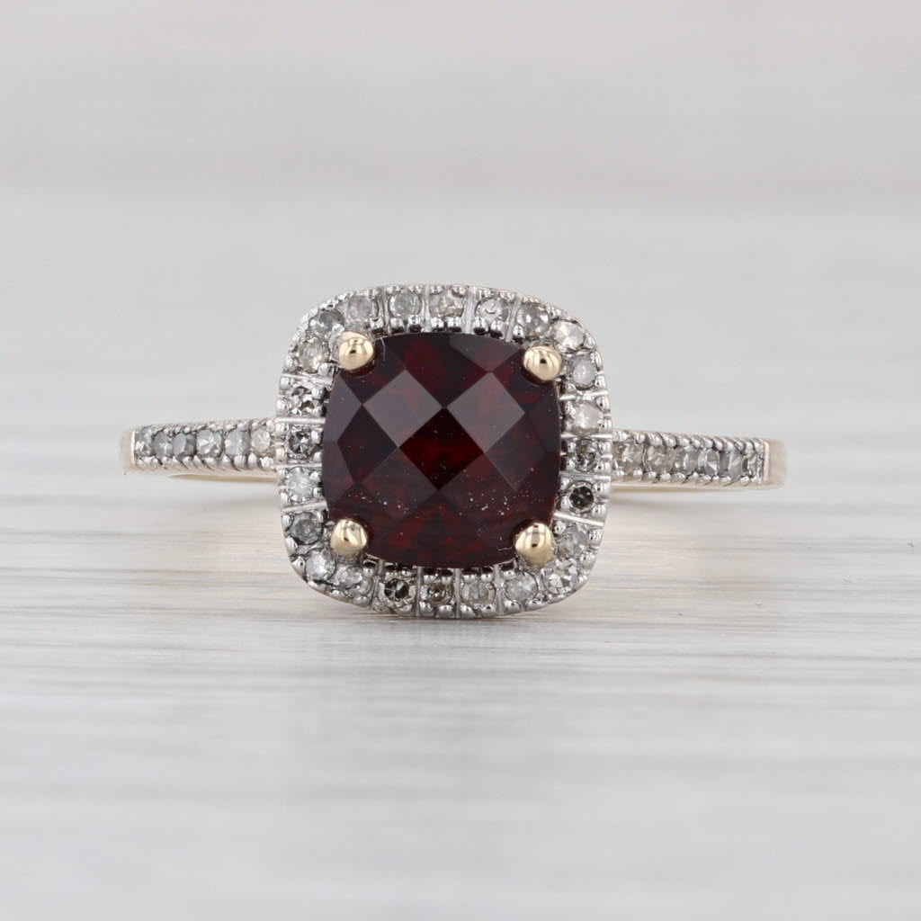 1.76ctw Garnet Diamond Halo Ring 14k Yellow Gold Size 7.25