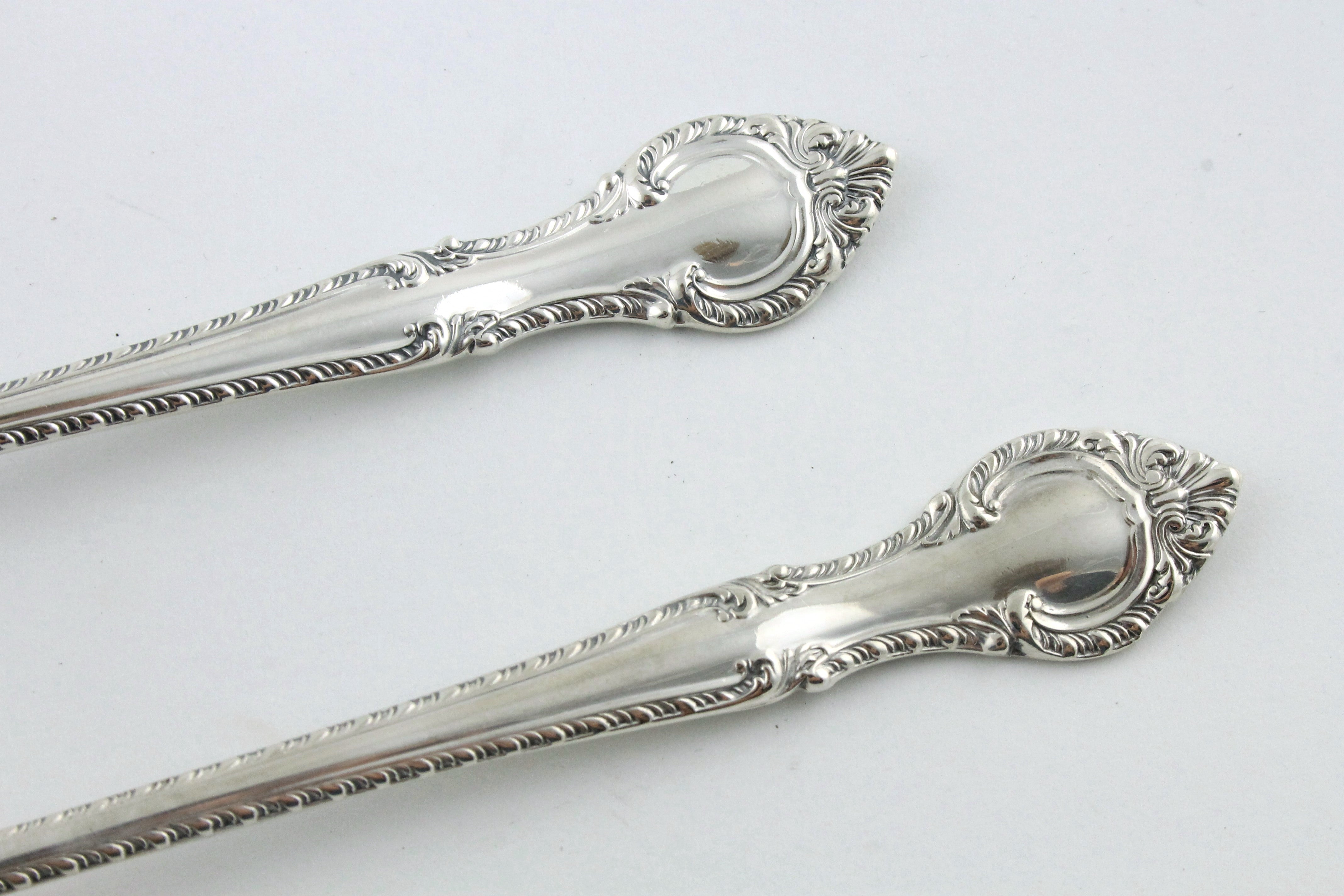 Light Gray Set of 2 Vintage Gorham English Gadroon Sterling Silver Iced Tea Spoons 7.5"