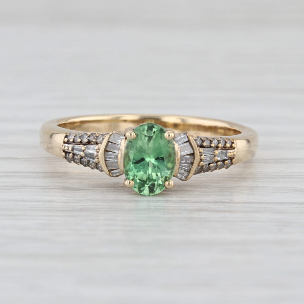 Luxoro 0.98ctw Green Tsavorite Garnet Diamond Ring 10k Yellow Gold Size 8