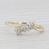 0.22ctw White Yellow Diamond Flowers Ring 14k Yellow Gold Size 8