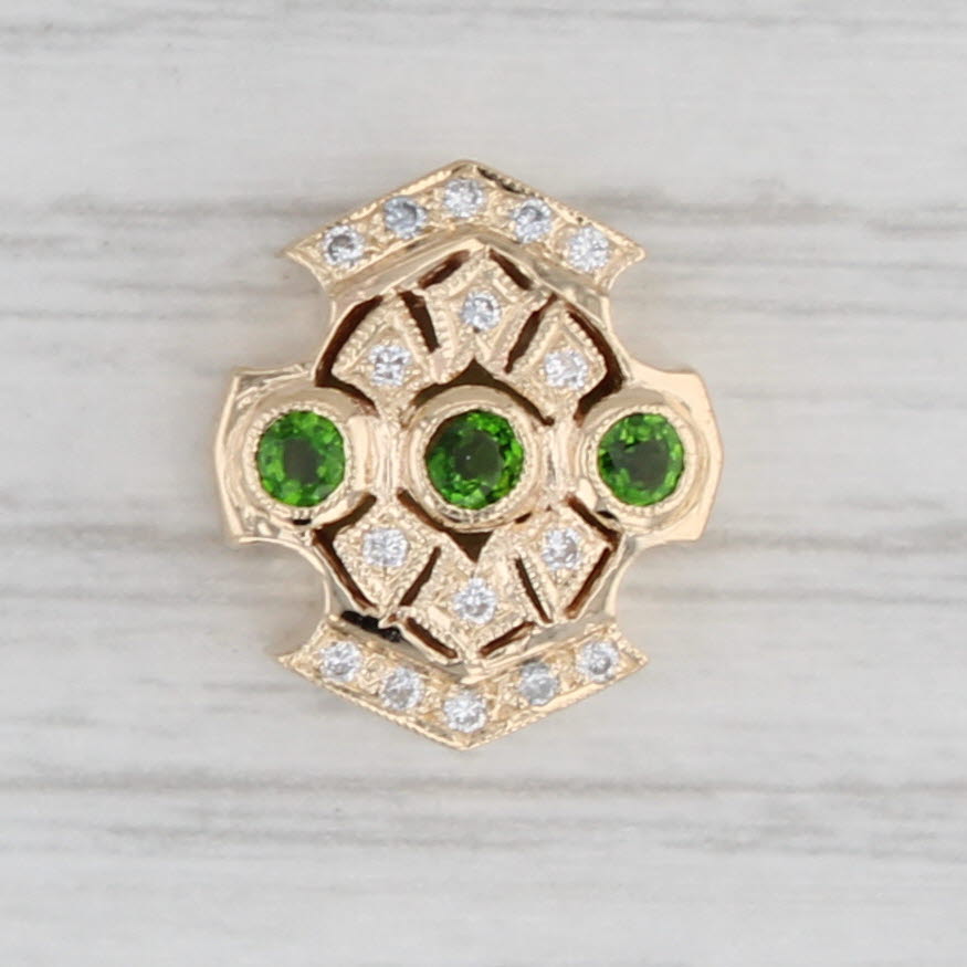 Light Gray New 0.30ctw Chrome Diopside Diamond Slide Bracelet Charm 14k Yellow Gold Joshua