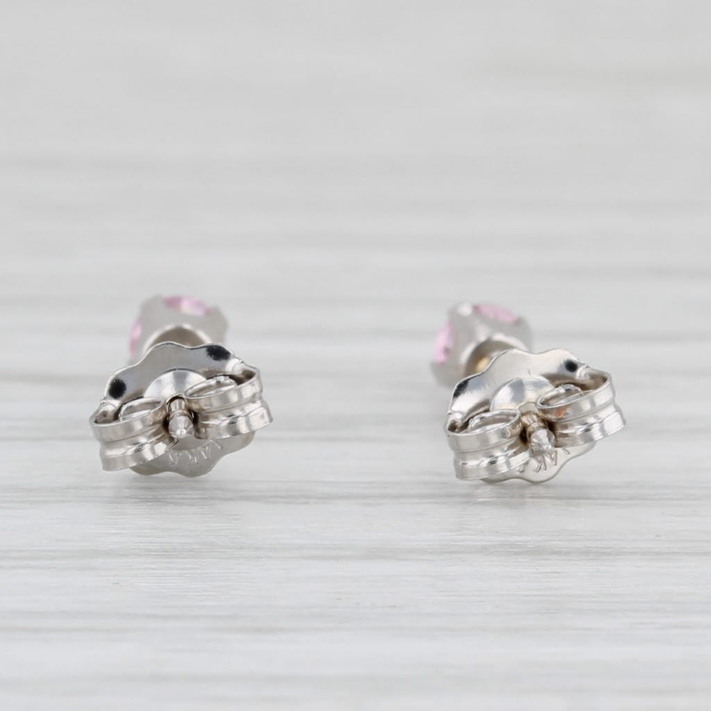 Light Gray 0.20ctw Pink Ice Cubic Zirconia Stud Earrings 14k White Gold Round Solitaires