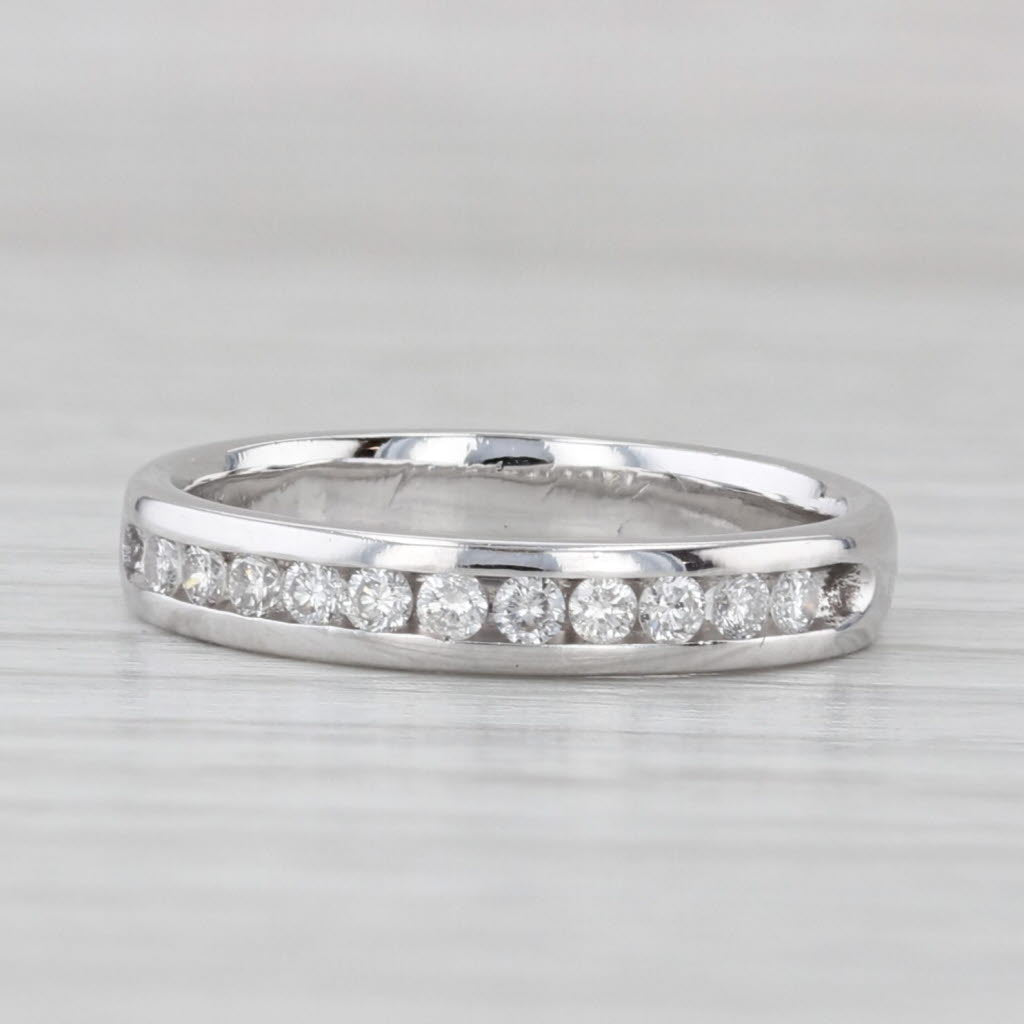 0.16ctw Diamond Wedding Band 14k White Gold Stackable Anniversary Ring Size 5