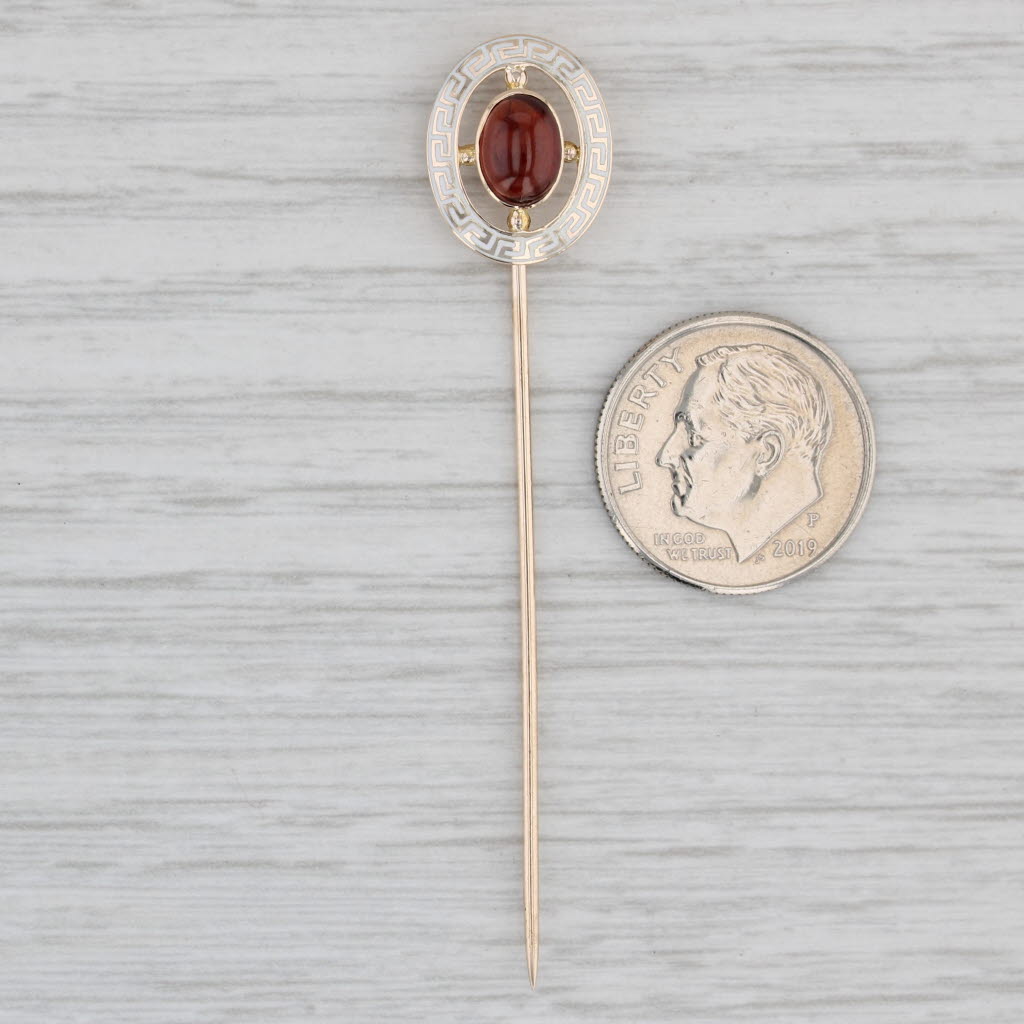 Gray Vintage 1.06ct Garnet Greek Key Stickpin 10k Yellow Gold