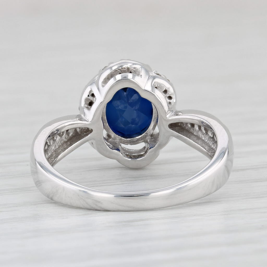 Light Gray 1.82ctw Oval Blue Lab Created Sapphire Diamond Ring 10k White Gold Engagement