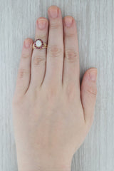 Opal Ruby Halo Ring 10k Yellow Gold Size 5.5 Floral Band