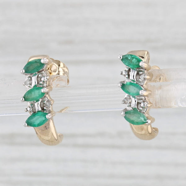 0.35ctw Emerald Diamond J-Hook Drop Earrings 14k Yellow Gold