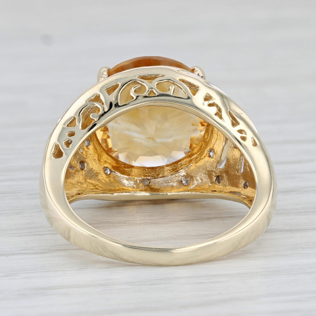 Light Gray 6.16ctw Orange Citrine Diamond Ring 10k Yellow Gold Size 7 Cocktail