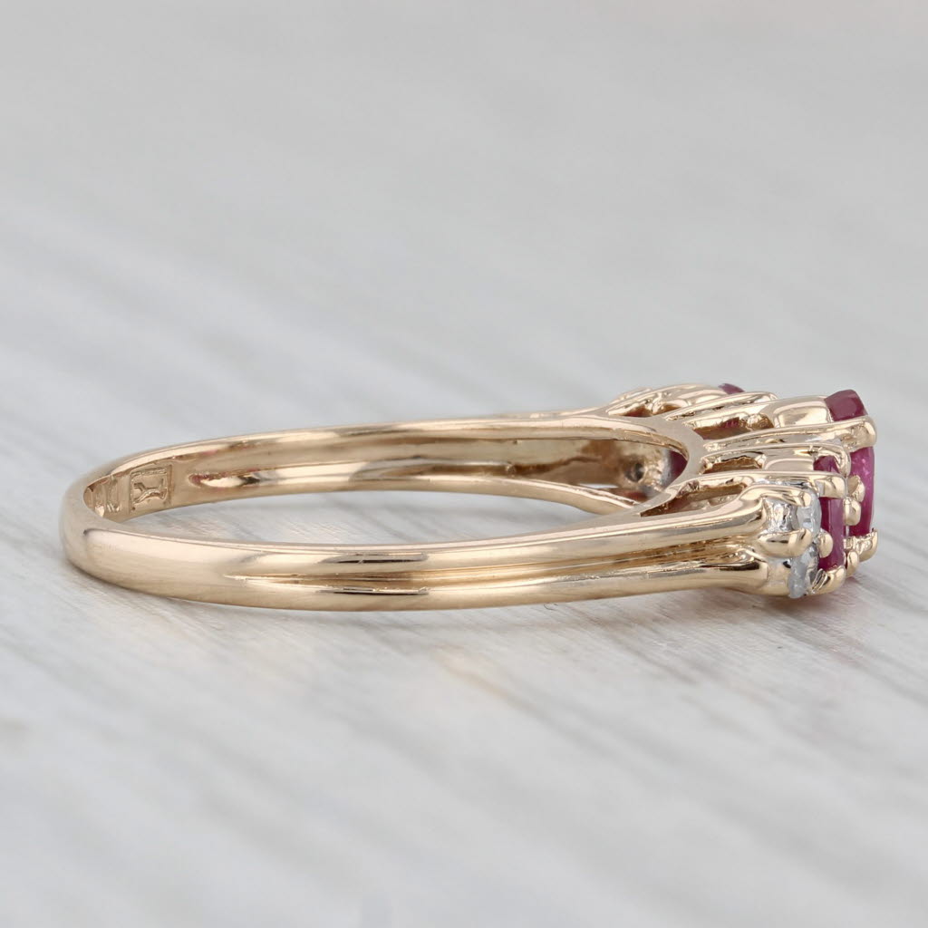 Gray 1ctw Ruby Diamond Ring 14k Yellow Gold 3-Stone Size 7 Stackable