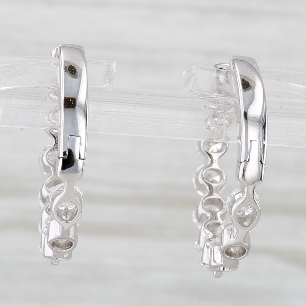 Light Gray New 1.54ctw Diamond Inside Out Hoop Earrings 14k White Gold Snap Top Hoops