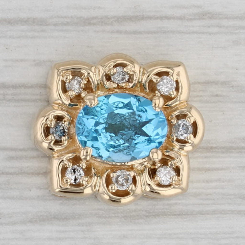 1.63ctw Blue Topaz Diamond Slide Bracelet Charm 14k Gold Vintage Richard Klein