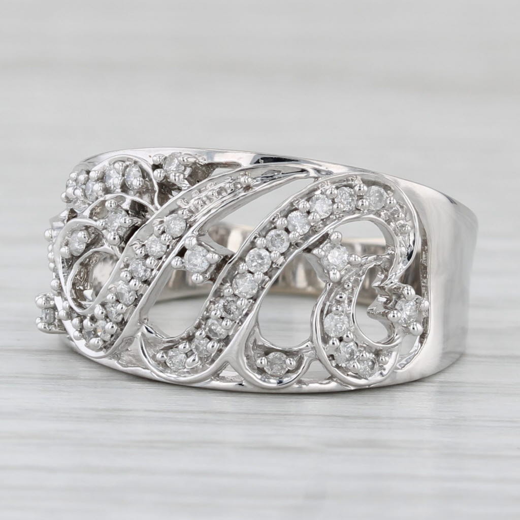 Light Gray 0.32ctw Diamond Cocktail Ring 14k White Gold Size 7.25