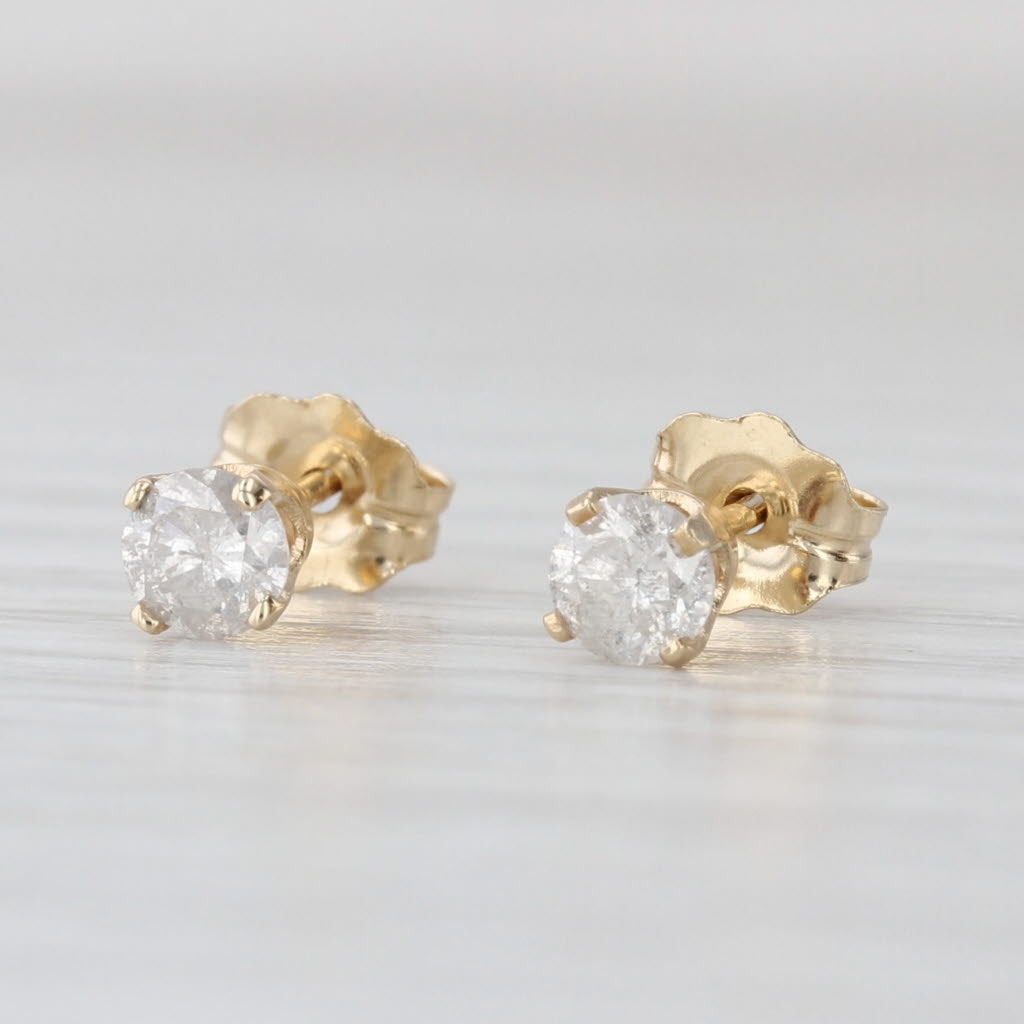 0.29ctw Diamond Stud Earrings 14k Yellow Gold Screw Back Studs Round Solitaires