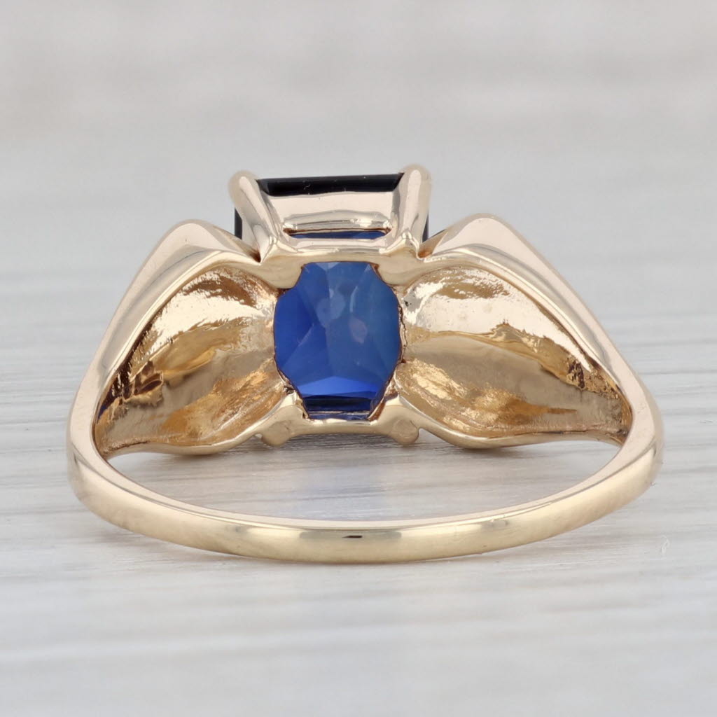 Gray 1.06ctw Lab Created Blue Sapphire Diamond Ring 10k Yellow Gold Size 11.75