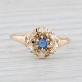 Vintage 0.25ctw Blue Sapphire Diamond Halo Ring 14k Yellow Gold Size 7.5