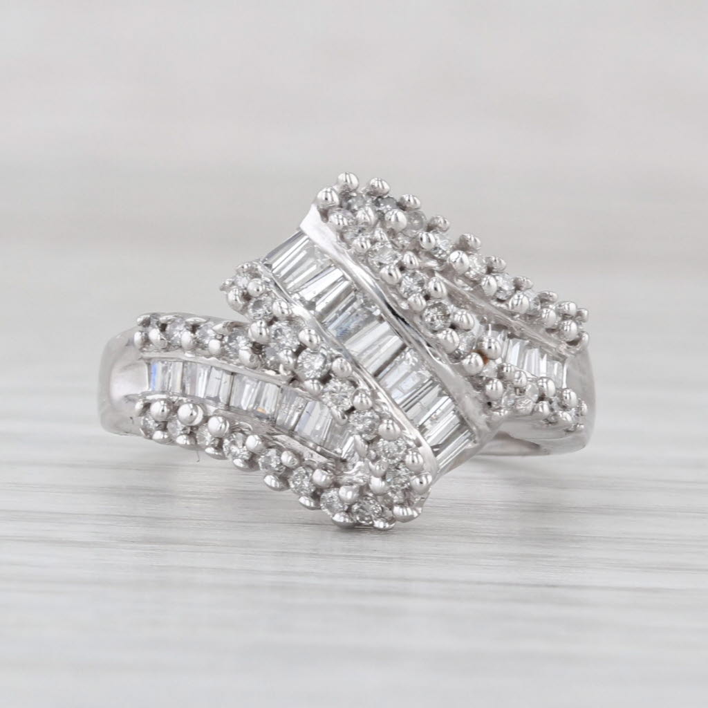 0.78ctw Diamond Overlay Ring 14k White Gold Size 5.5 Cocktail