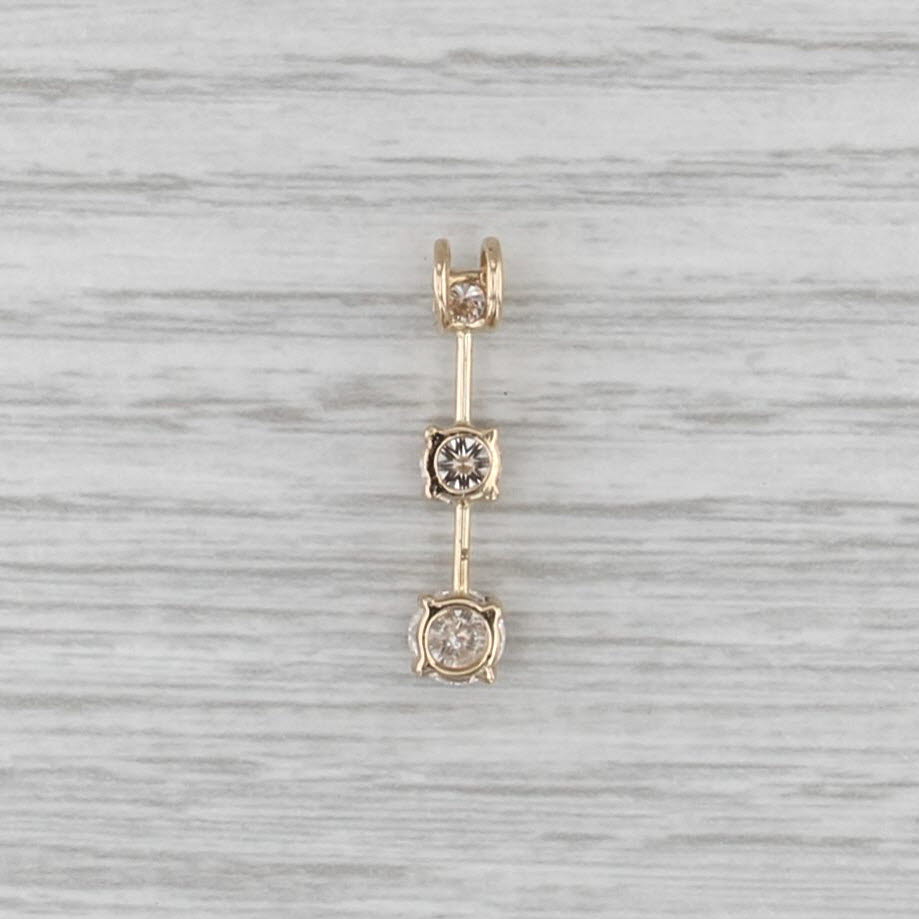 0.91ctw Diamond Graduated 3-Stone Journey Pendant 14k Yellow Gold Floating Drop