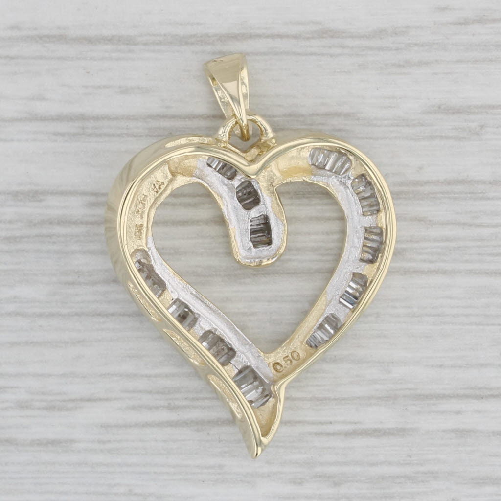 Gray 0.75ctw Diamond Open Heart Pendant 10k Yellow Gold