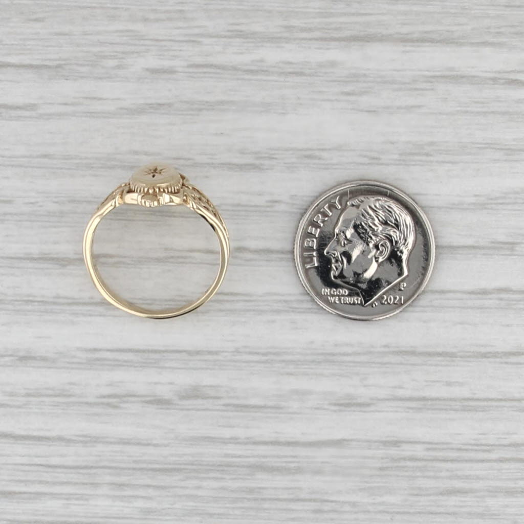 Vintage Diamond Signet Ring 10k Yellow Gold Size 5.5