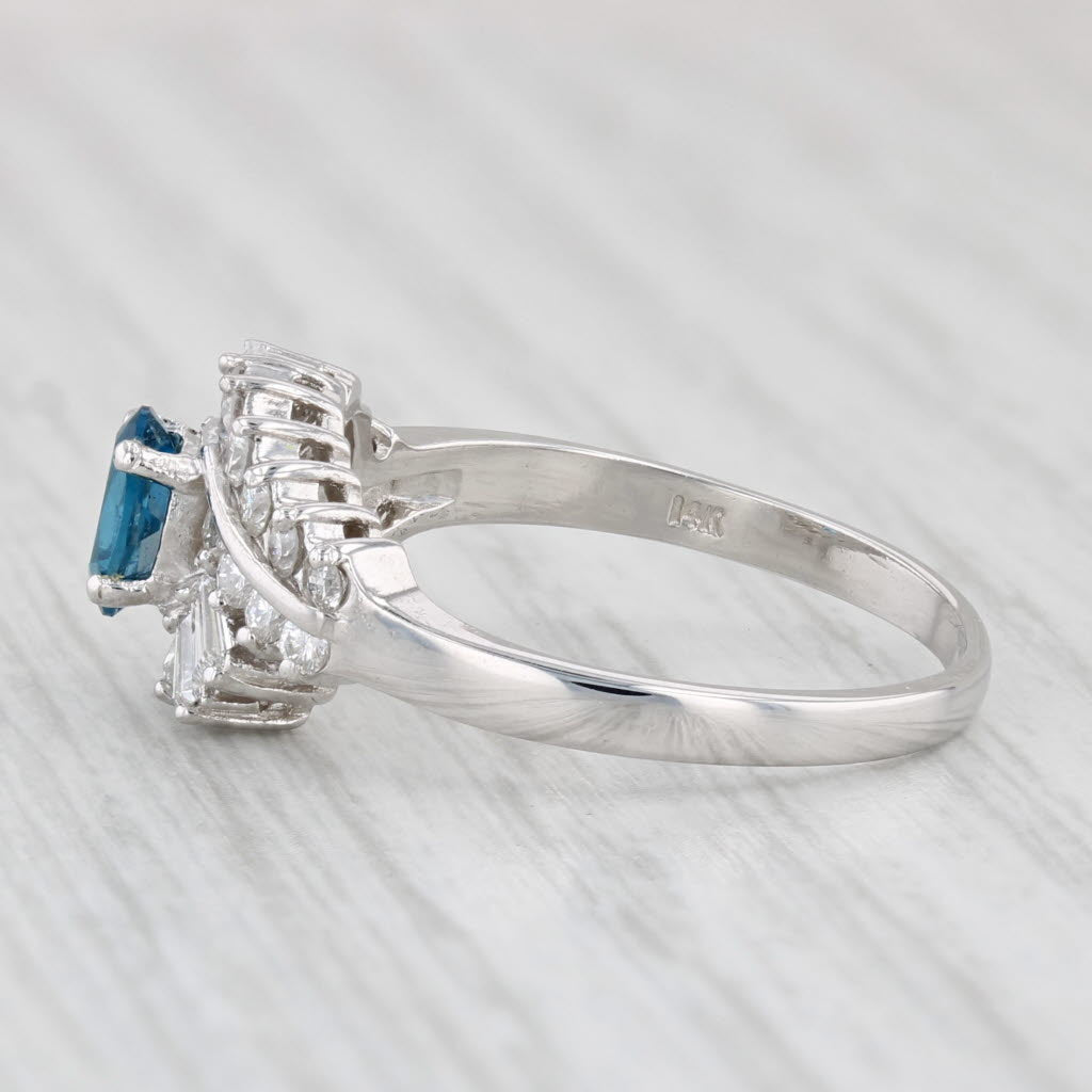 Light Gray 0.95ctw London Blue Topaz Diamond Ring 14k White Gold Size 7.5 Engagement Spark