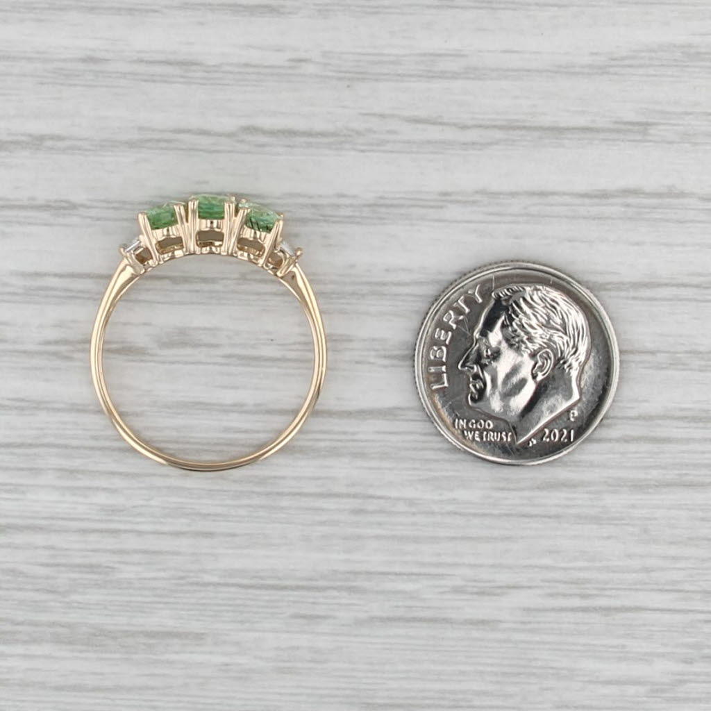 10.38ctw Green Tourmaline Diamond Ring 14k Yellow Gold Oval 3-Stone