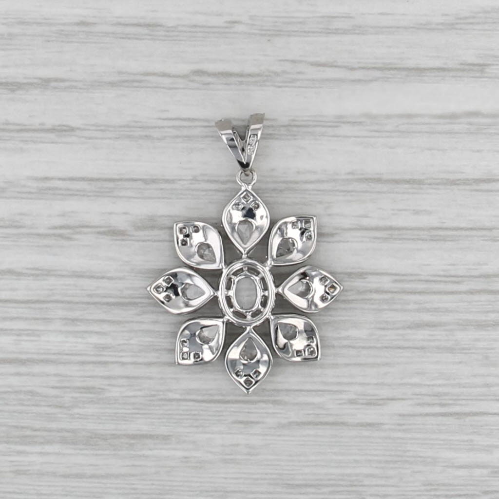 1.97ctw Diamond Flower Pendant 18k White Gold Vintage Floral