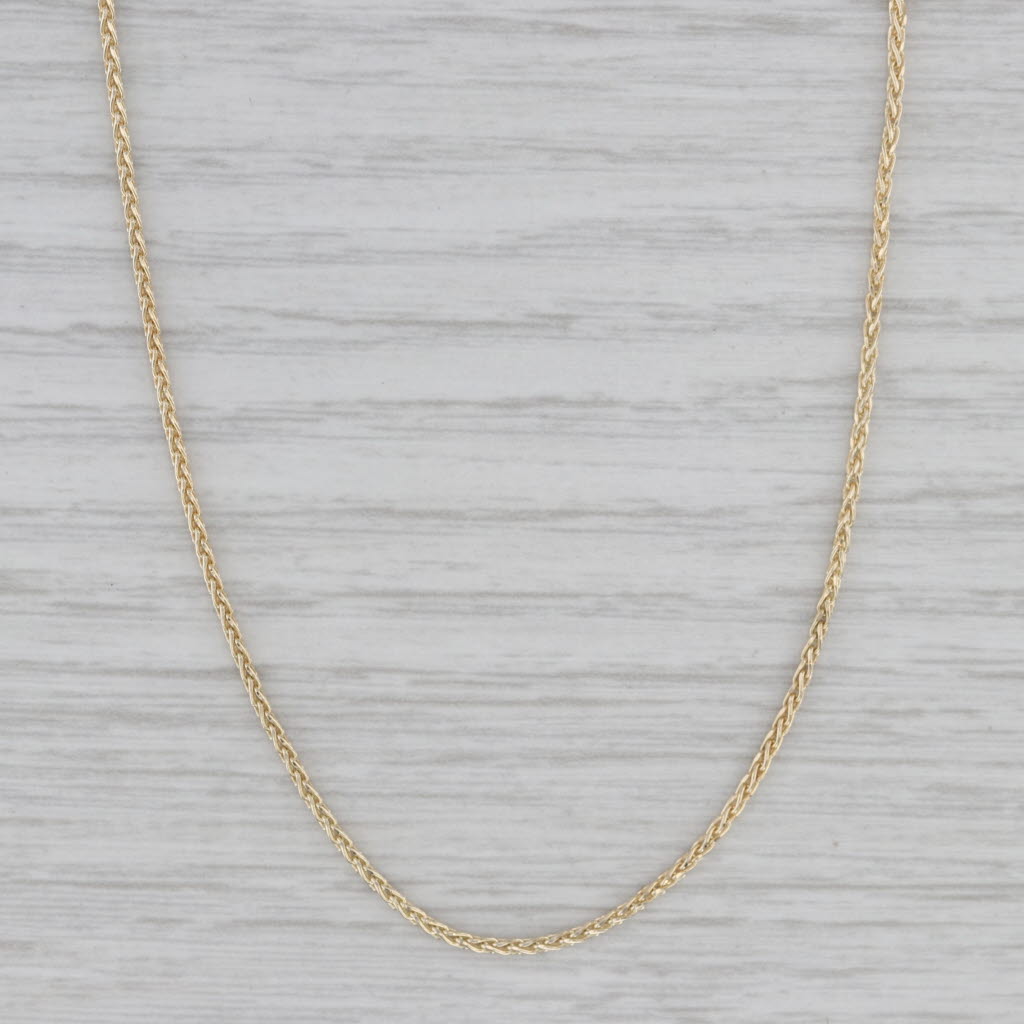 Gray Wheat Chain Necklace 18" 1.2mm 14k Yellow Gold Lobster Clasp