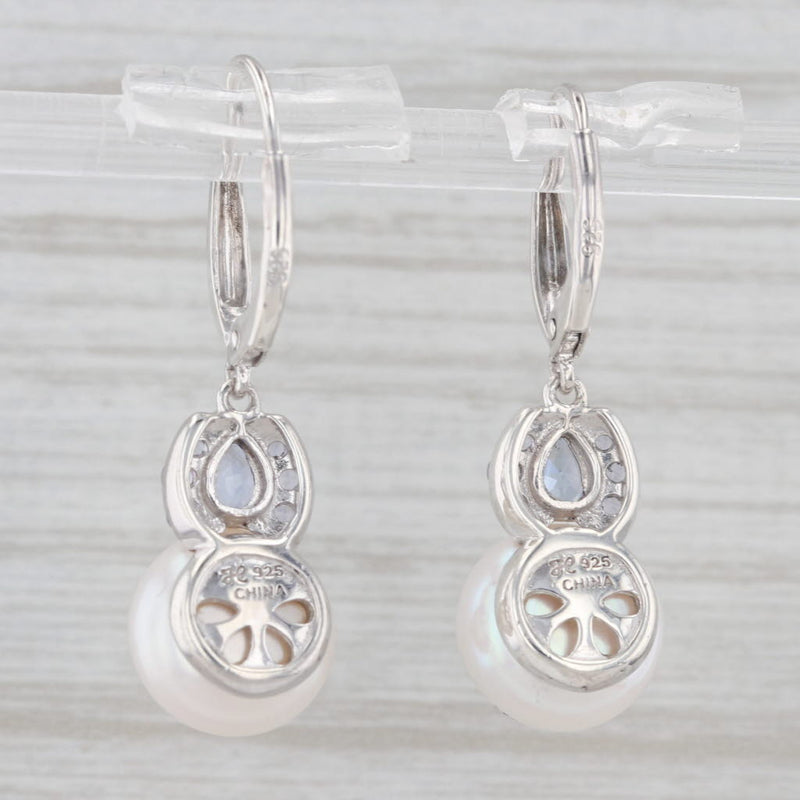Cultured Pearl Tanzanite Dangle Earrings Sterling Silver Honora Lever Backs