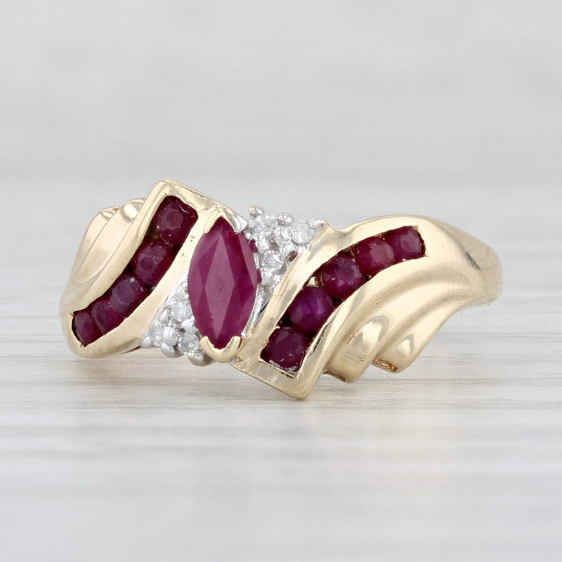 Light Gray 0.69ctw Marquise Ruby Diamond Ring10k Yellow Gold Size 7