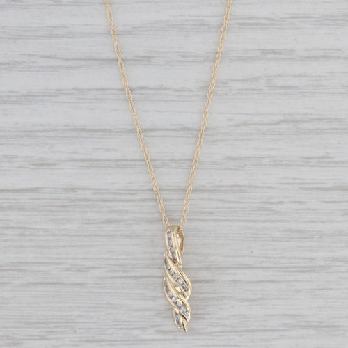 Gray 0.15ctw Diamond Drop Pendant Necklace 14k Yellow Gold 18" Rope Chain