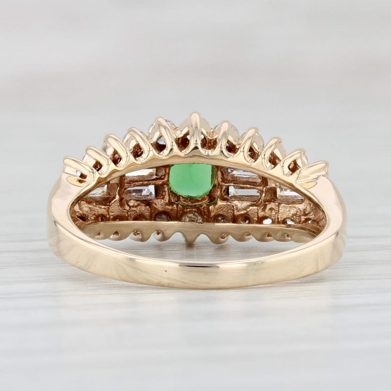 Light Gray 1.45ctw Green Tsavorite Garnet Diamond Ring 14k Yellow Gold Size 7