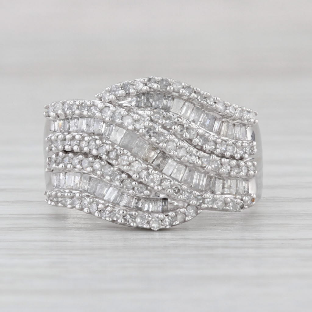 1.07ctw Pave Diamond Overlay Ring 10k White Gold Size 8