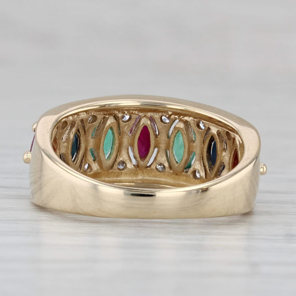 Gray 1.14ctw Multi-Gemstone Ring 14k Yellow Gold Emerald Sapphire Ruby Diamond Size 8