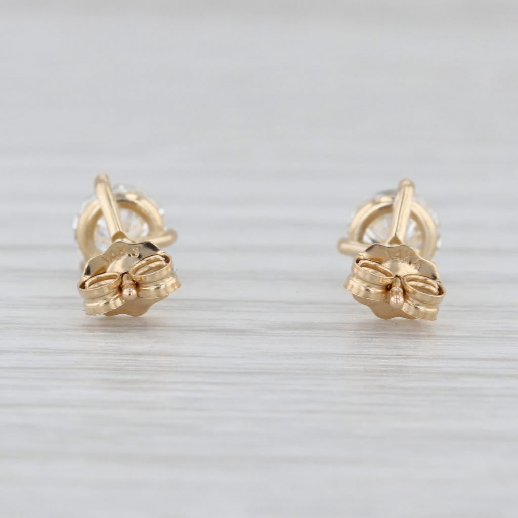 New 1ctw Round Diamond Solitaire Stud Earrings 14k Yellow Gold Martini Studs