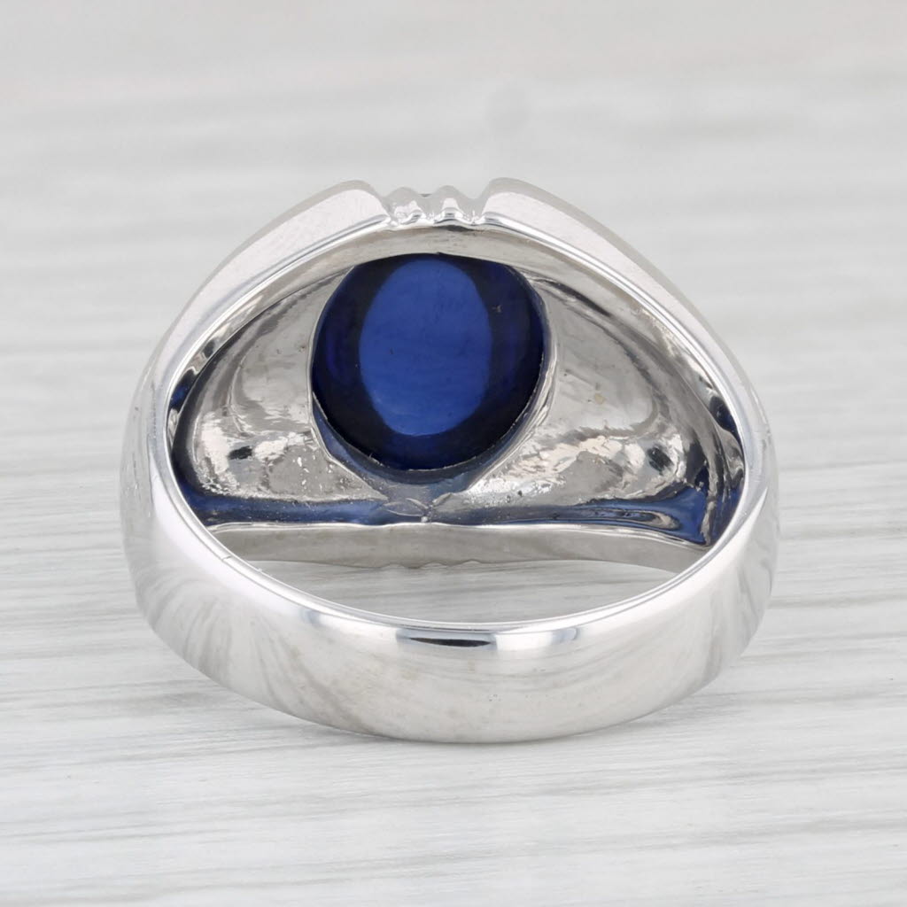 Light Gray Lab Created Sapphire Cabochon Ring 14k White Gold Size 7