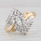 Light Gray 1ctw Diamond Cluster Bypass Ring 10k Yellow Gold Size 7.5