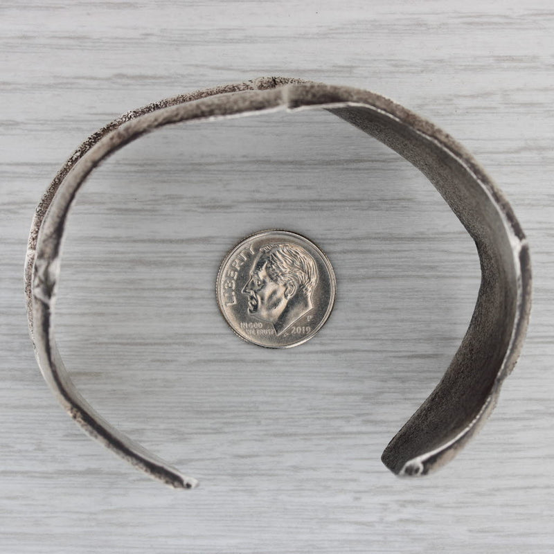 Dark Gray Southwestern Cuff Bracelet Sterling Silver Sand Cast Texture Vintage Statement