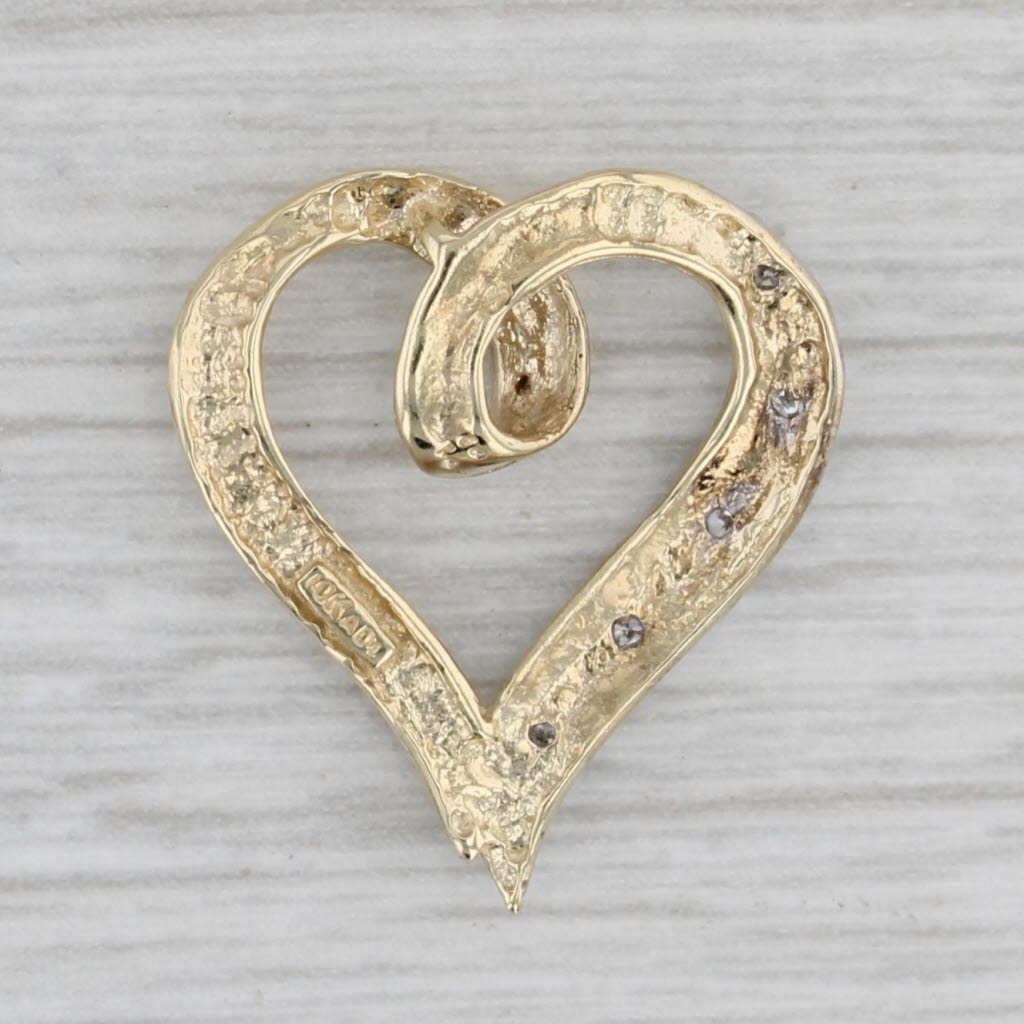Gray Diamond Accented Open Heart Pendant 10k Yellow Gold