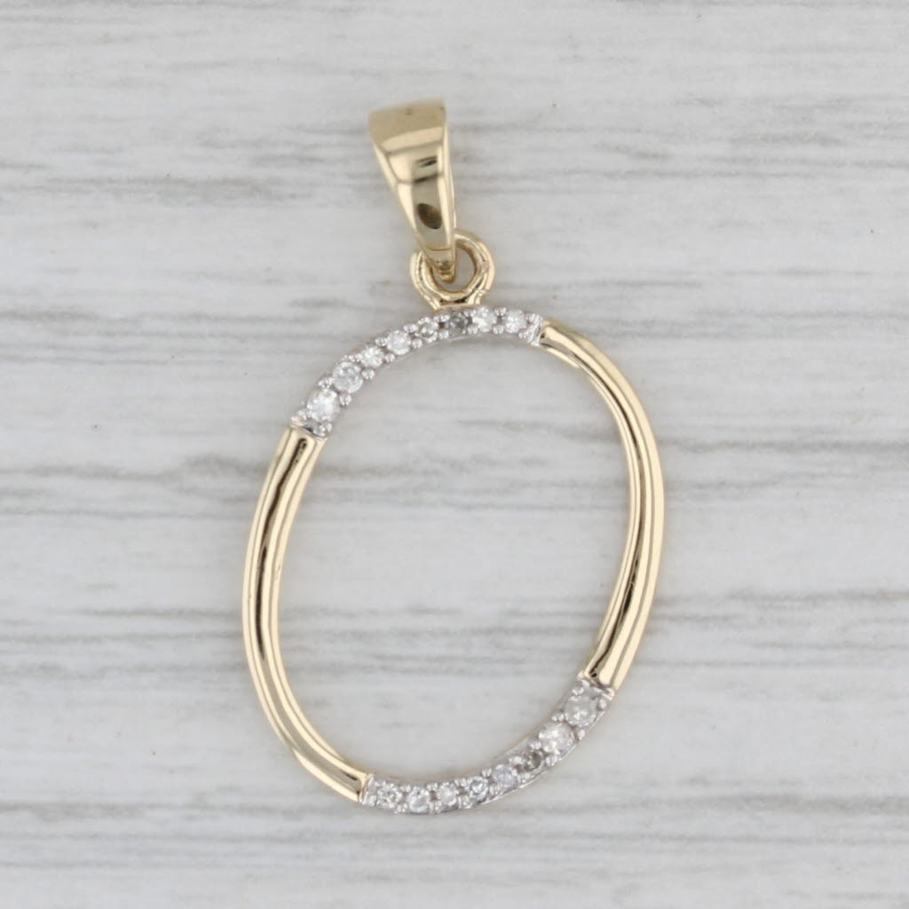 New Diamond Letter Initial "O" Pendant 10k Yellow Gold