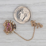 Lambda Chi Alpha Crescent Badge 10k Gold Ruby Sapphire Pearl Pin Chapter Guard