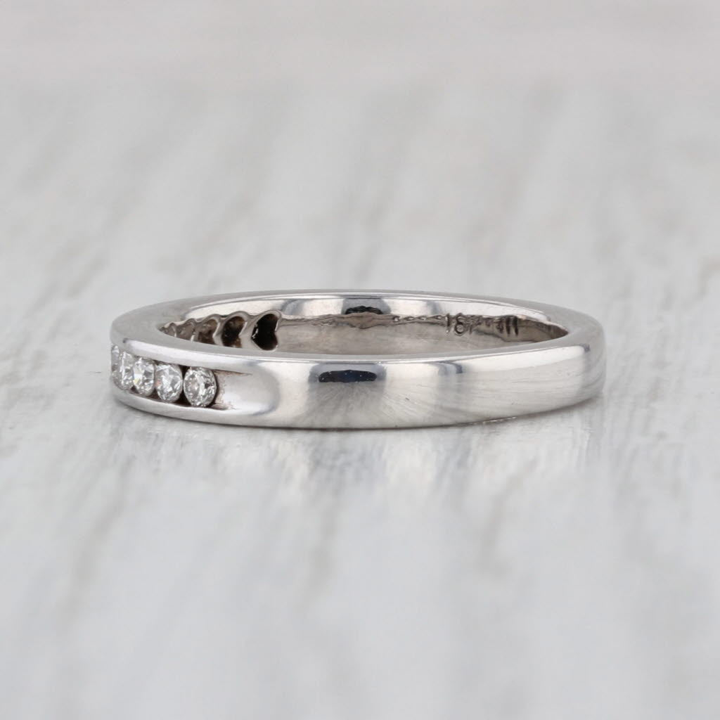 0.25ctw Diamond Wedding Band 18k White Gold Size 4.75 Stackable Anniversary Ring