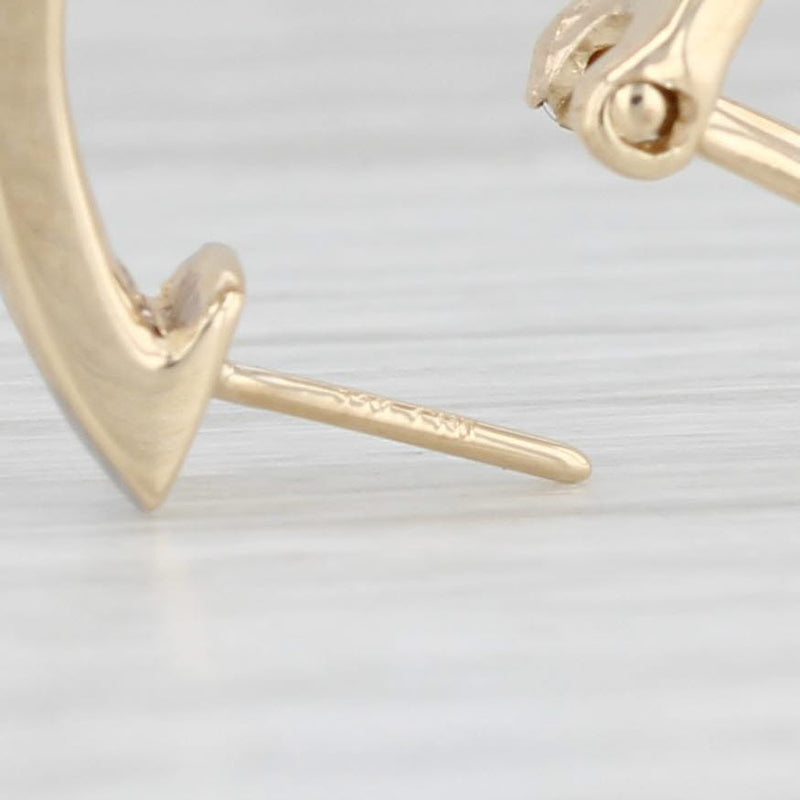 0.80ctw Diamond Journey J-Hook Hoop Earrings 14k Yellow Gold Pierced Omega Backs